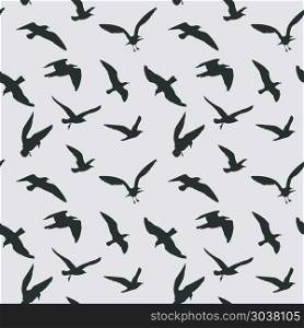 Vector seamless pattern with flying birds. Vector seamless pattern with flying birds. Black raven silhouette illustration