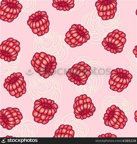 vector seamless pattern with flying raspberries