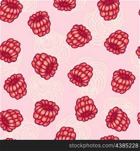 vector seamless pattern with flying raspberries