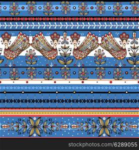 vector seamless pattern with folk elements
