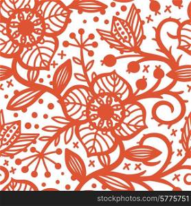 vector seamless pattern with folk floral elements