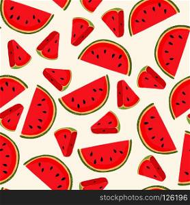 Vector seamless pattern with fresh watermelon. Cute background. Watermelon seamless pattern
