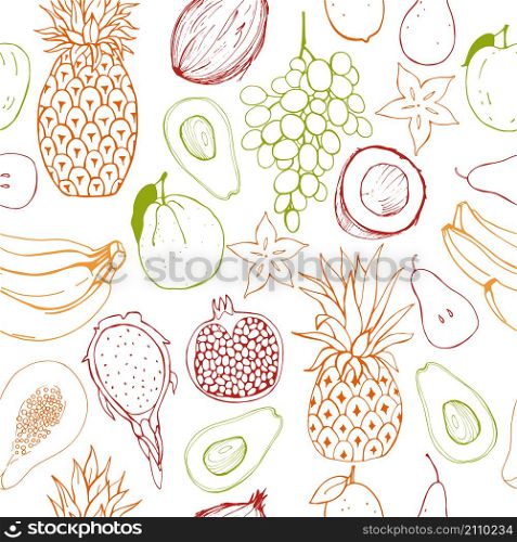 Vector seamless pattern with fruits.