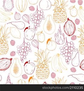 Vector seamless pattern with fruits.