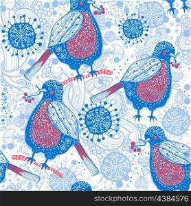 vector seamless pattern with funny birds