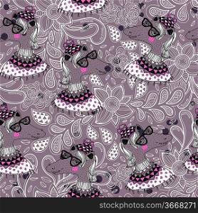 vector seamless pattern with funny horses