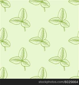 Vector seamless pattern with green clover leaves