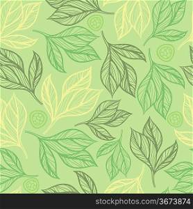 vector seamless pattern with green leaves
