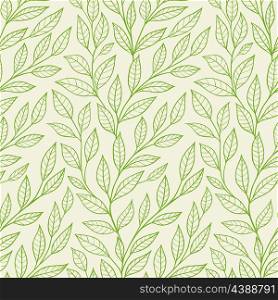 Vector seamless pattern with green leaves