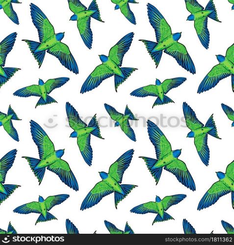 Vector seamless pattern with green parrots on white background. Tropical birds background for textile, fabric covers wallpapers print gift wrapping Home decor. Vector seamless pattern with green parrots on white background. Tropical birds background for textile, fabric covers wallpapers print gift wrapping Home decor.