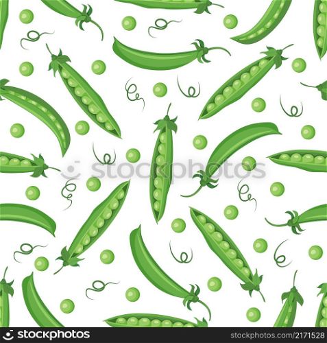 Vector seamless pattern with green pea pods