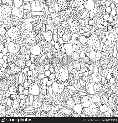 Vector seamless pattern with hand-drawn berries.