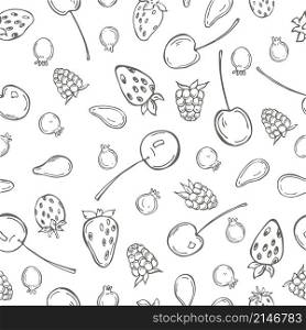Vector seamless pattern with hand-drawn berries. . Vector pattern with berries .
