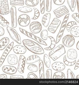 Vector seamless pattern with hand drawn bread.