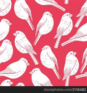 Vector seamless pattern with hand drawn bullfinch