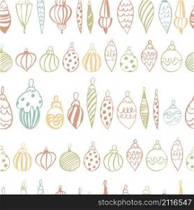 Vector seamless pattern with hand drawn Christmas balls.