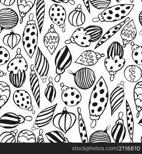 Vector seamless pattern with hand drawn Christmas balls. . Vector seamless pattern with hand drawn Christmas balls.