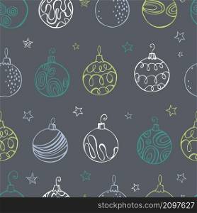 Vector seamless pattern with hand drawn Christmas balls. . Vector pattern with Christmas balls.