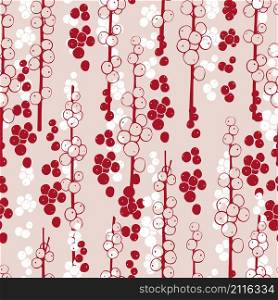 Vector seamless pattern with hand drawn Christmas berries. Vector seamless pattern with hand drawn Christmas plants