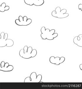 Vector seamless pattern with hand drawn clouds