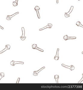 Vector seamless pattern with hand-drawn clove spice.. Clove spice. Vector pattern