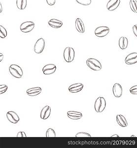 Vector seamless pattern with hand drawn coffee beans.. Coffee beans. Vector pattern