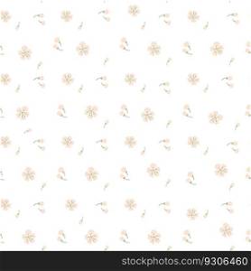 Vector seamless pattern with hand drawn flowers in a sketch style. Abstract doodle little flower seamless pattern for surface design