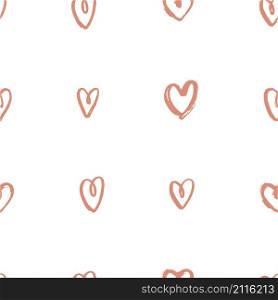Vector seamless pattern with hand-drawn hearts.