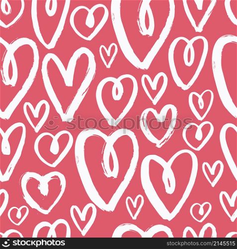 Vector seamless pattern with hand-drawn hearts.