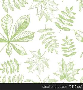 Vector seamless pattern with hand drawn leaves.