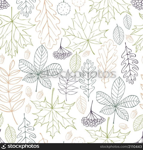 Vector seamless pattern with hand drawn leaves.