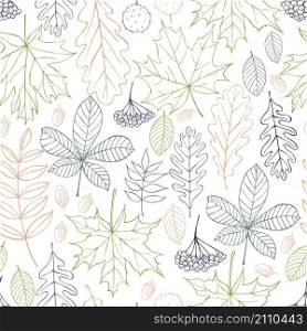Vector seamless pattern with hand drawn leaves.