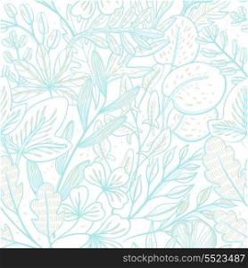 vector seamless pattern with hand drawn leaves