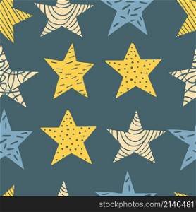 Vector seamless pattern with hand-drawn stars.
