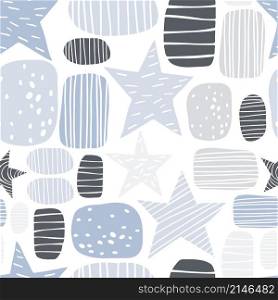 Vector seamless pattern with hand-drawn stars.