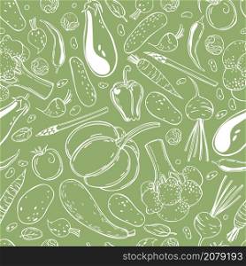 Vector seamless pattern with hand drawn vegetables