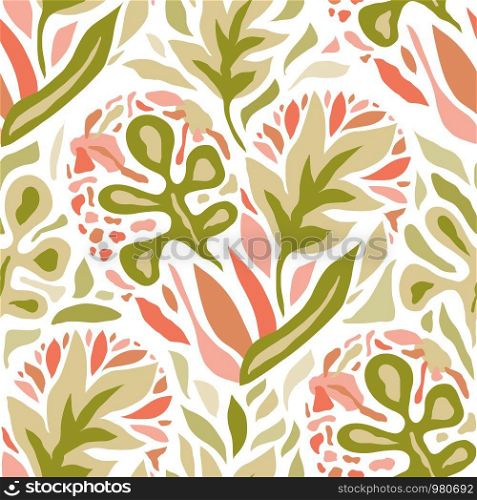 Vector Seamless Pattern with hearts and floral pattern