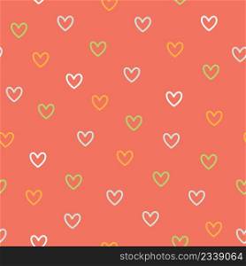 Vector seamless pattern with hearts on a red background