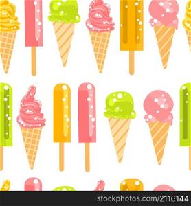 Vector seamless pattern with ice cream