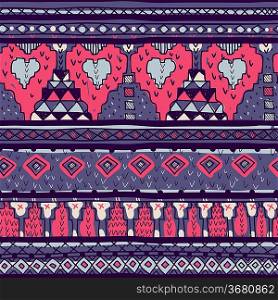 vector seamless pattern with knitted hearts