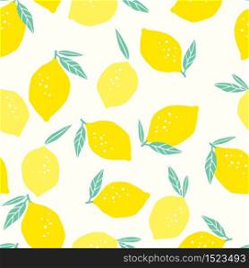 Vector seamless pattern with lemons. Trendy hand drawn textures. Modern abstract design for paper, cover, fabric, interior decor and other users.. Vector seamless pattern with lemons. Trendy hand drawn textures.