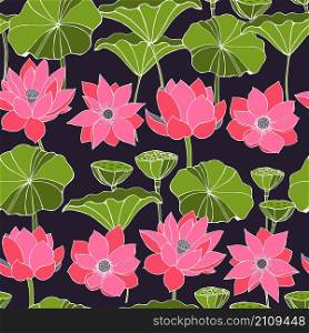 Vector seamless pattern with lotus.