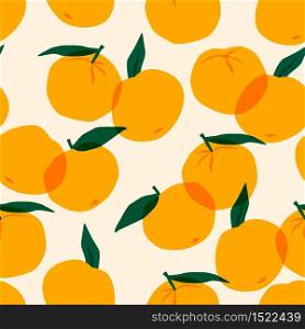 Vector seamless pattern with mandarins. Trendy hand drawn textures. Modern abstract design for paper, cover, fabric, interior decor and other users.. Vector seamless pattern with mandarins. Trendy hand drawn textures.