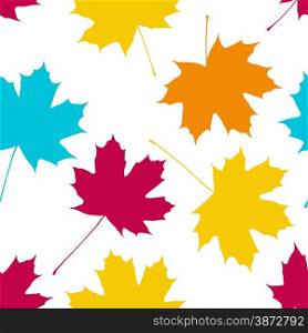 Vector seamless pattern with maple leaves. Autumn fall.