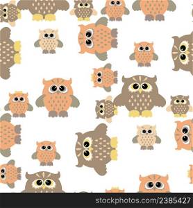 Vector seamless pattern with nice colorful owl. Seamless owl pattern