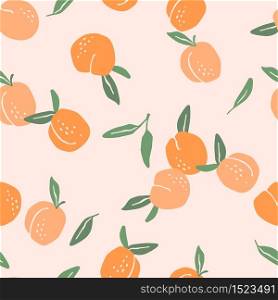 Vector seamless pattern with peaches. Trendy hand drawn textures. Modern abstract design for paper, cover, fabric, interior decor and other users.. Vector seamless pattern with peaches. Trendy hand drawn textures.