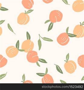 Vector seamless pattern with peaches. Trendy hand drawn textures. Modern abstract design for paper, cover, fabric, interior decor and other users.. Vector seamless pattern with peaches. Trendy hand drawn textures.