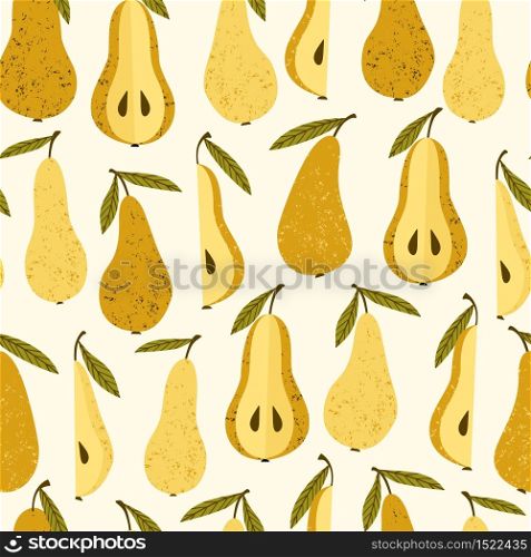 Vector seamless pattern with pears. Trendy hand drawn textures. Modern abstract design for paper, cover, fabric, interior decor and other users.. Vector seamless pattern with pears. Trendy hand drawn textures.