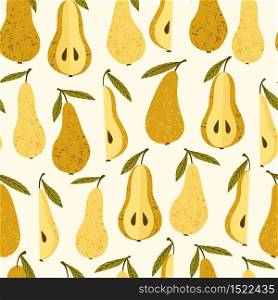 Vector seamless pattern with pears. Trendy hand drawn textures. Modern abstract design for paper, cover, fabric, interior decor and other users.. Vector seamless pattern with pears. Trendy hand drawn textures.