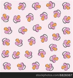 vector seamless pattern with pink baby pacifier
